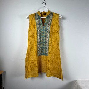 Radium Women's Eyelet Pullover Sleeveless V-Neck Swimwear Cover Up Yellow